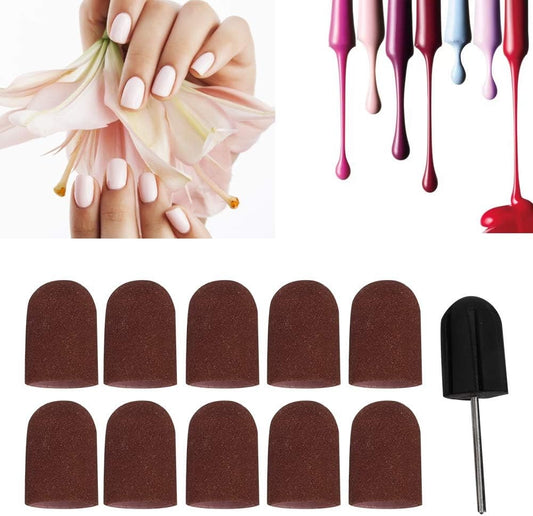 10Pcs Fräskappen Für Nagelfräser, Schleifkappen Fusspflege, Hornhautentferner Fußpflege Fräser, Hornhautfräser Supergrob Pediküre Fräseraufsatz Hornhautschleifer Für Nagelfräser Maniküre (Braun)